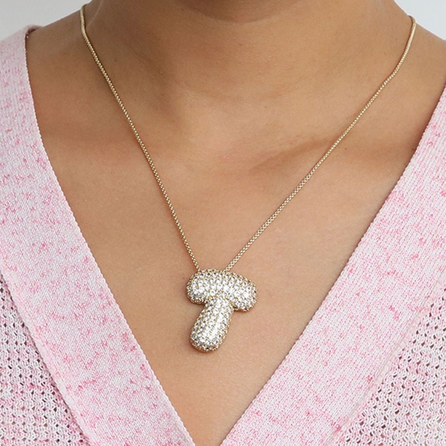 Bubble Initial Diamond Necklace