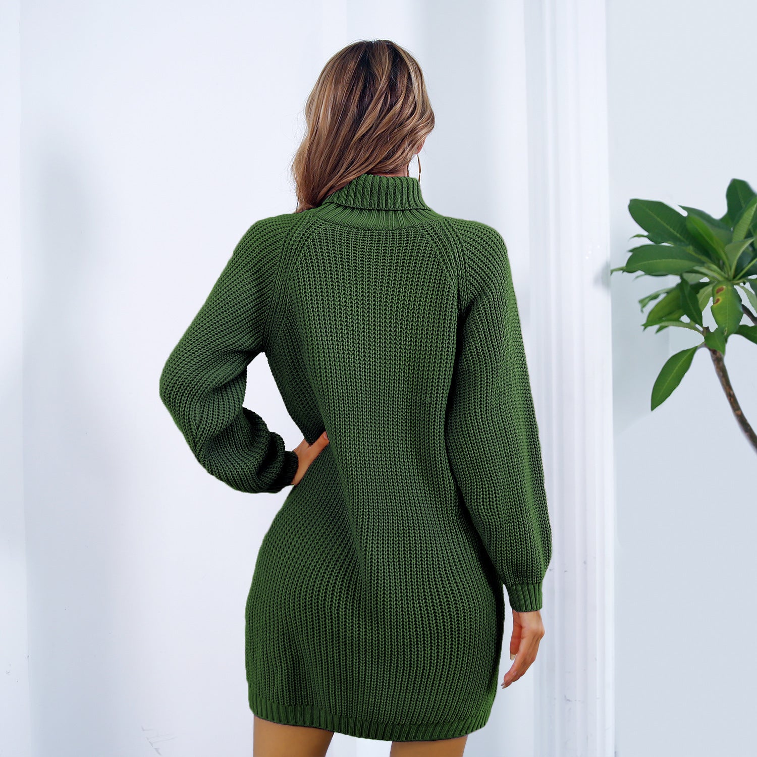 Vinterskildleenck lang sweater kjole med knapdesign Leisure Clinch Langærmet Base Sweater Women