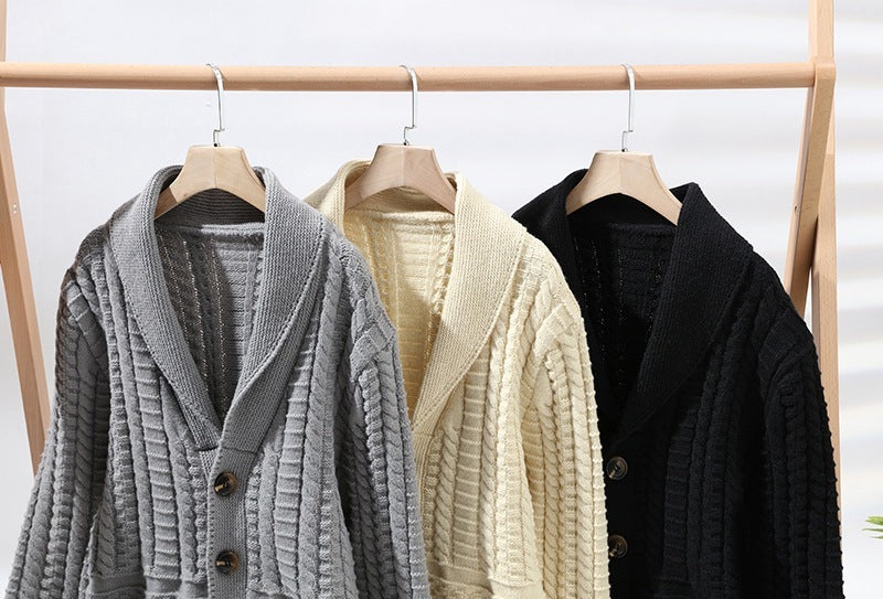 Mænds sweater cardigan langærmet frakke