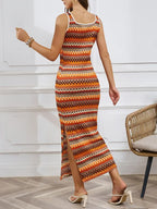 Stribet strik maxi kjole