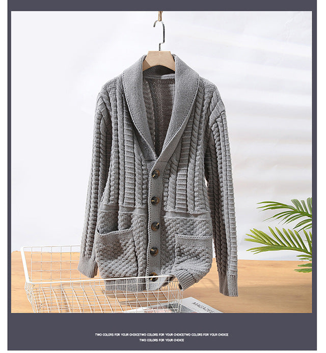 Mænds sweater cardigan langærmet frakke
