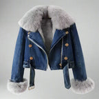 Monroe pels krave denim jakke