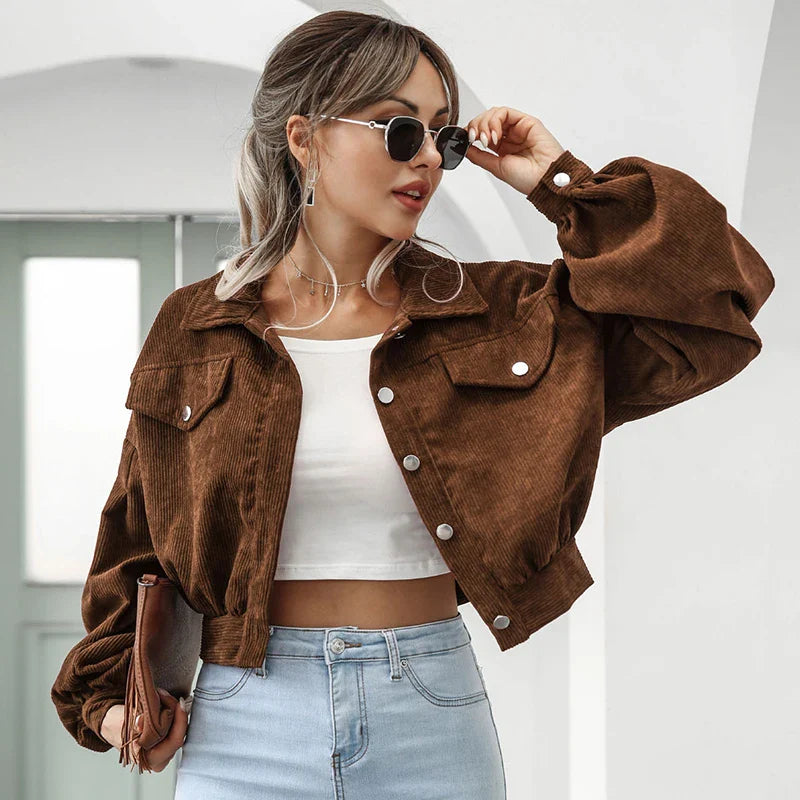 Ashbourne beskåret corduroy jakke