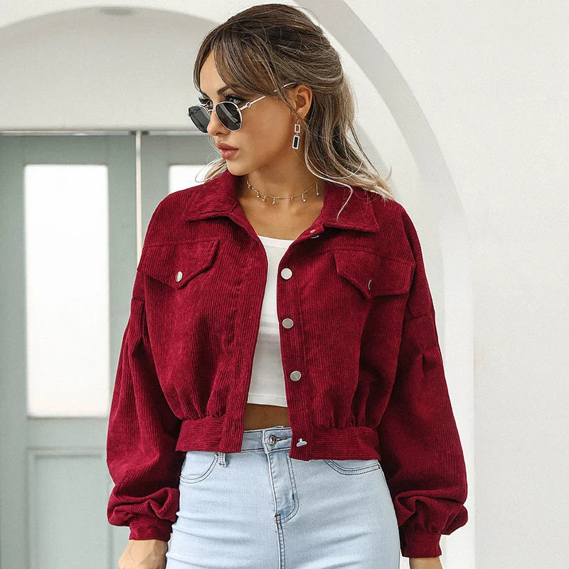 Ashbourne beskåret corduroy jakke