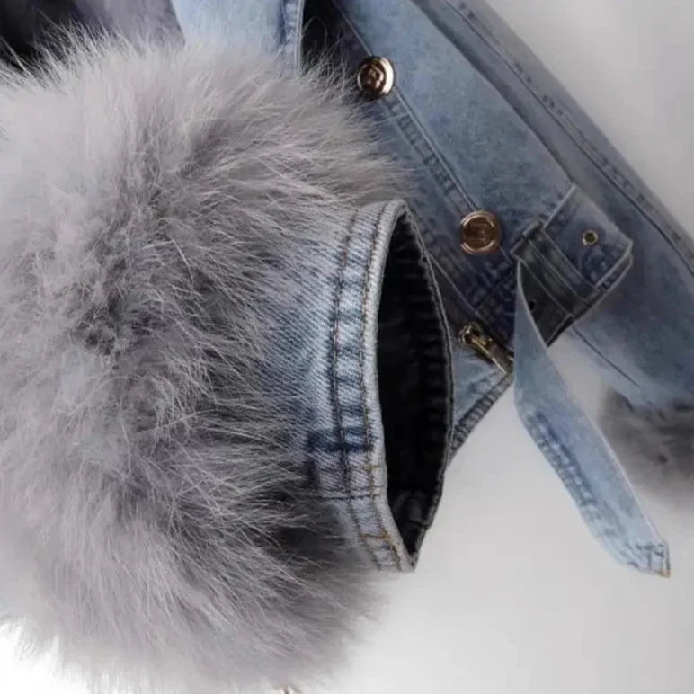 Monroe pels krave denim jakke