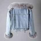 Monroe pels krave denim jakke