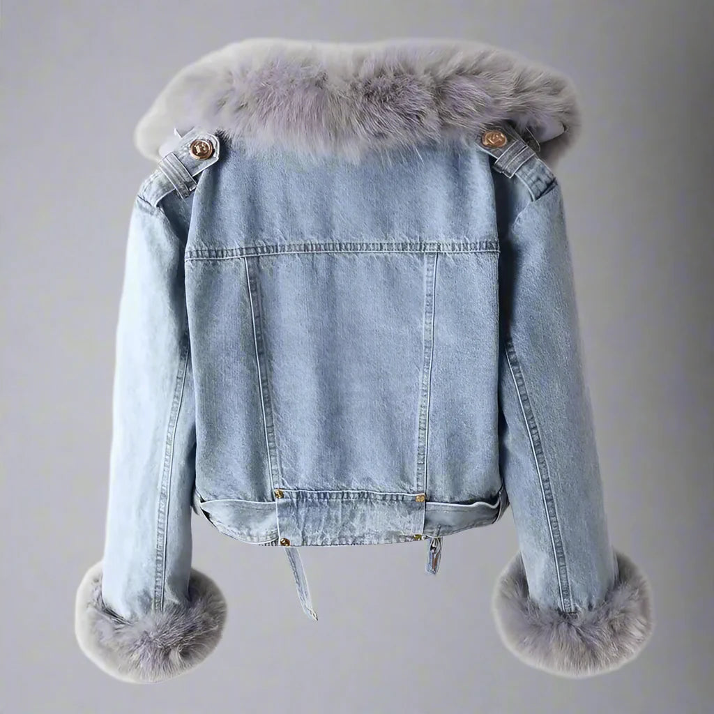Monroe pels krave denim jakke