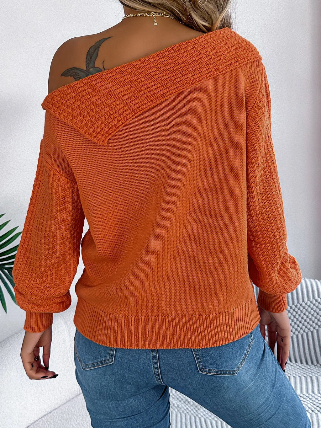 Brise strikket off-skulder sweater
