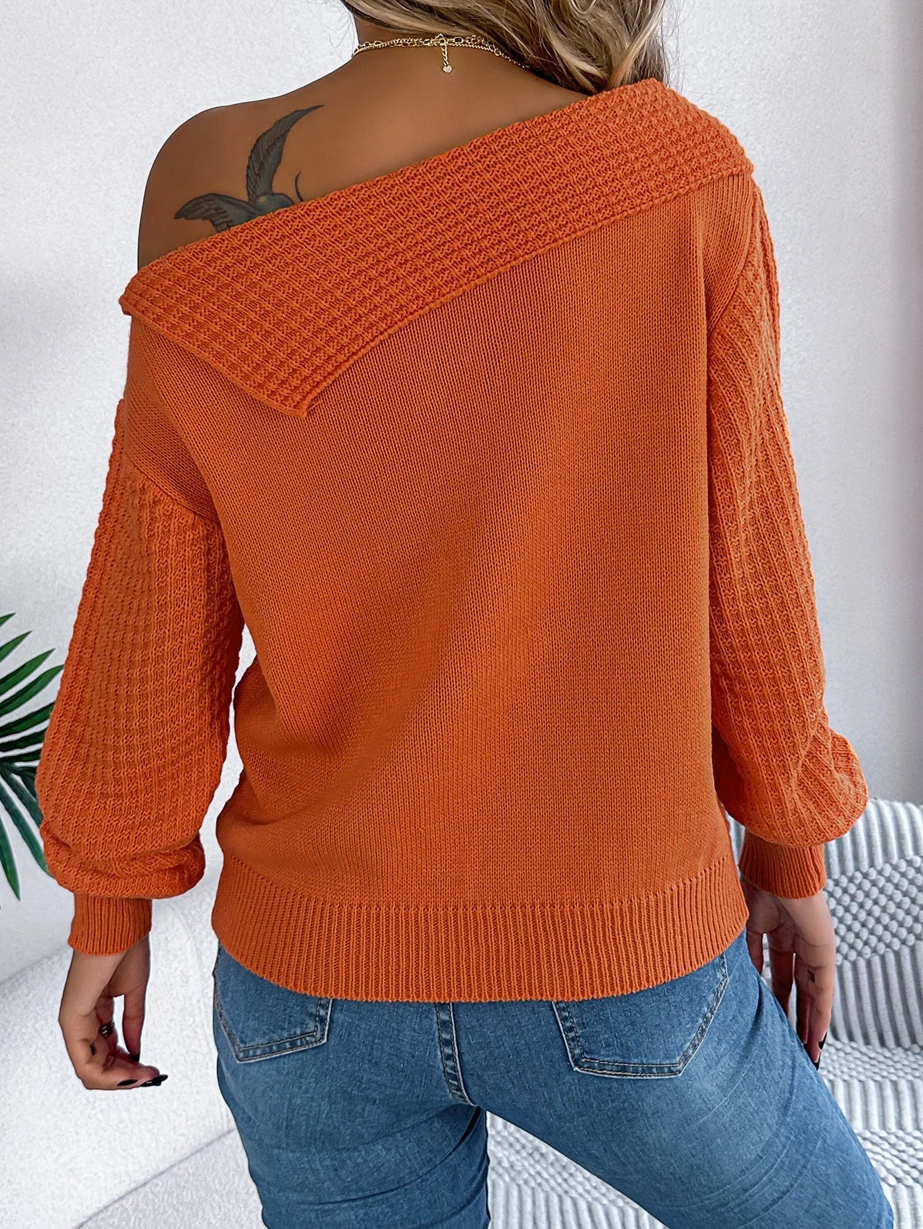 Brise strikket off-skulder sweater