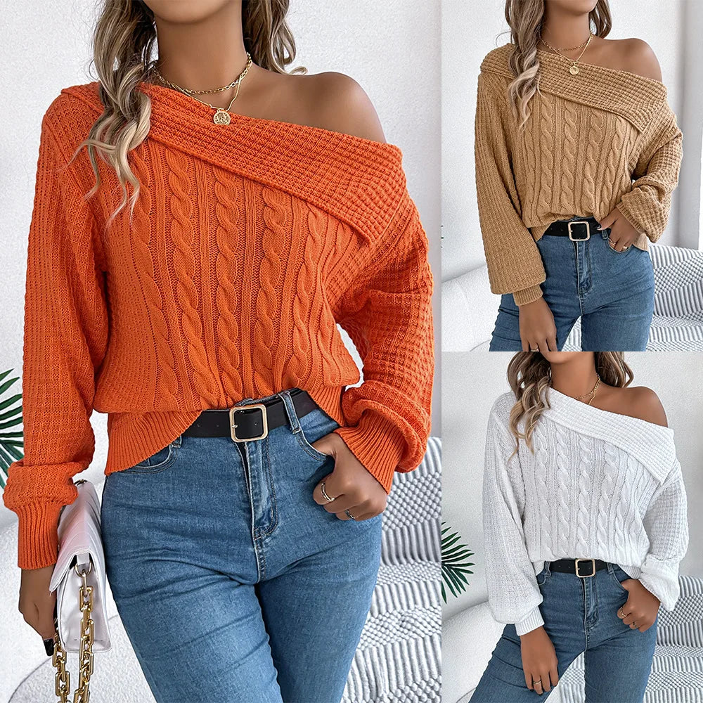 Brise strikket off-skulder sweater