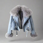 Monroe pels krave denim jakke