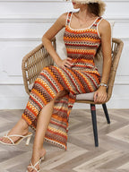 Stribet strik maxi kjole