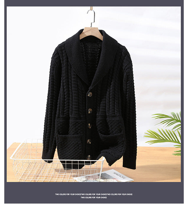Mænds sweater cardigan langærmet frakke